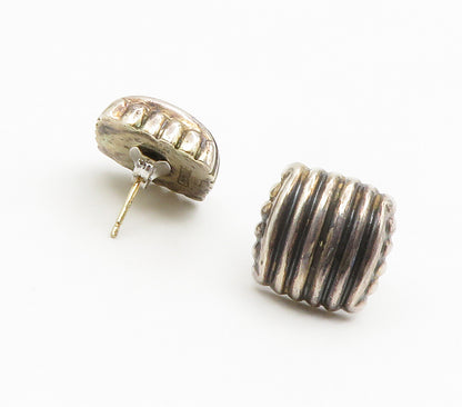 BAYANIHAN 925 Silver & 14K GOLD  Vintage Hollow Fluted Stud Earrings  EG7584