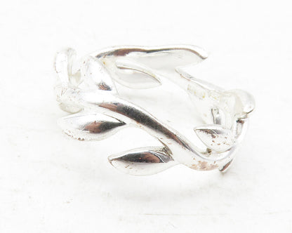 925 Sterling Silver  Shiny Floral Vine Motif Round Band Ring Sz 5  RG12291