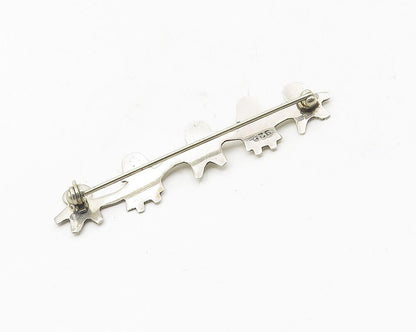 925 Sterling Silver  Vintage People Holding Hands Unity Brooch Pin  BP3689