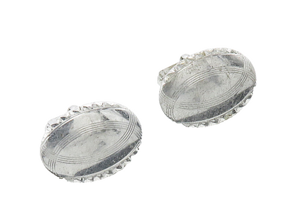 925 Sterling Silver  Vintage Shiny Oval Etched Detail Cufflinks  TR2168
