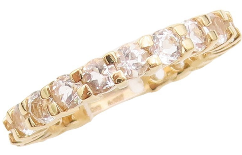 925 Sterling Silver Vintage Ring Gold Plated Minimalist Topaz Band  Sz 7 RG30336