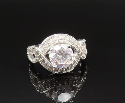 925 Sterling Silver  Vintage Infinity Knot Cubic Zirconia Ring Sz 7.5  RG25503