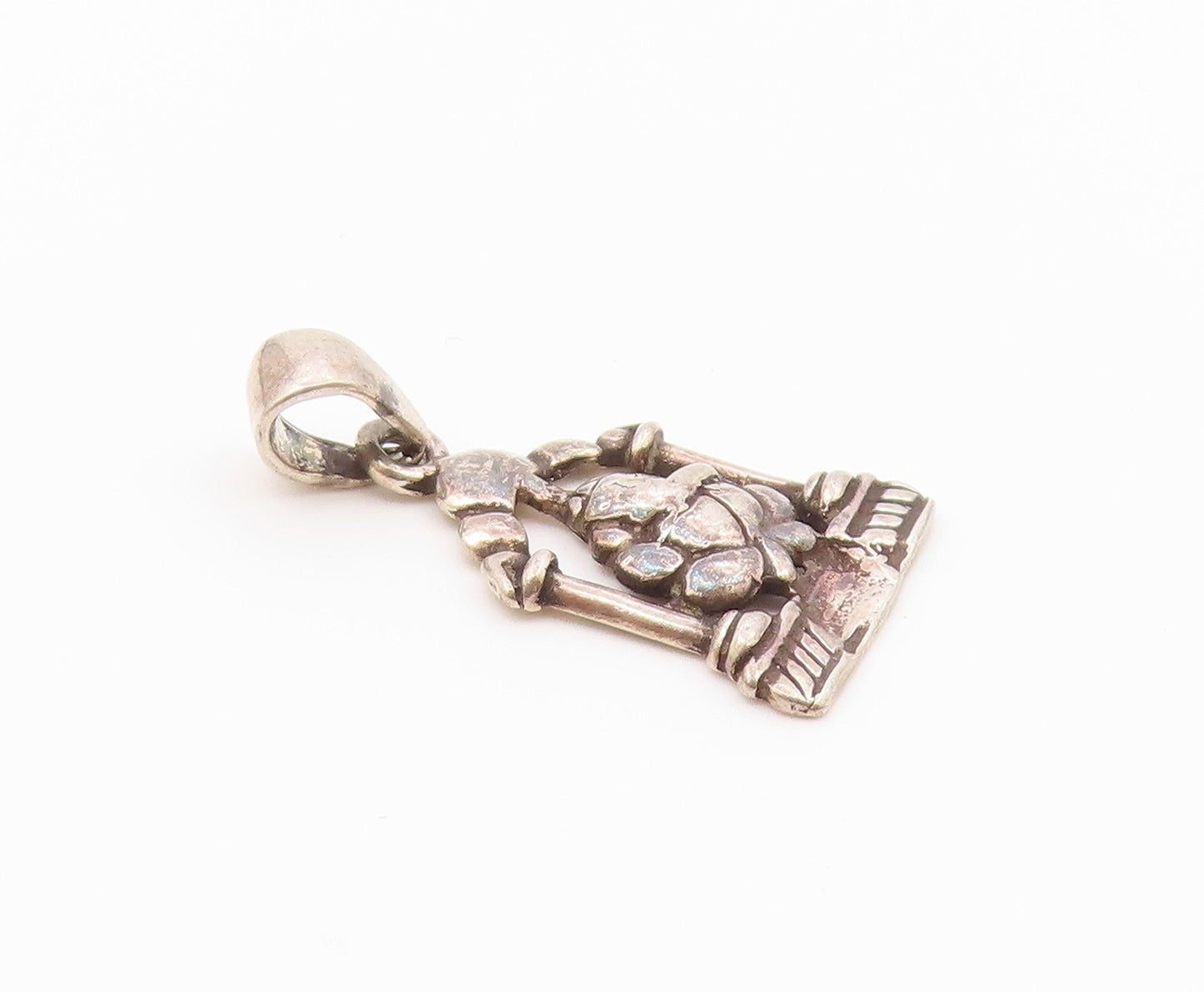 925 Sterling Silver  Vintage Figure Sitting Between Pedestal Pendant  PT21884