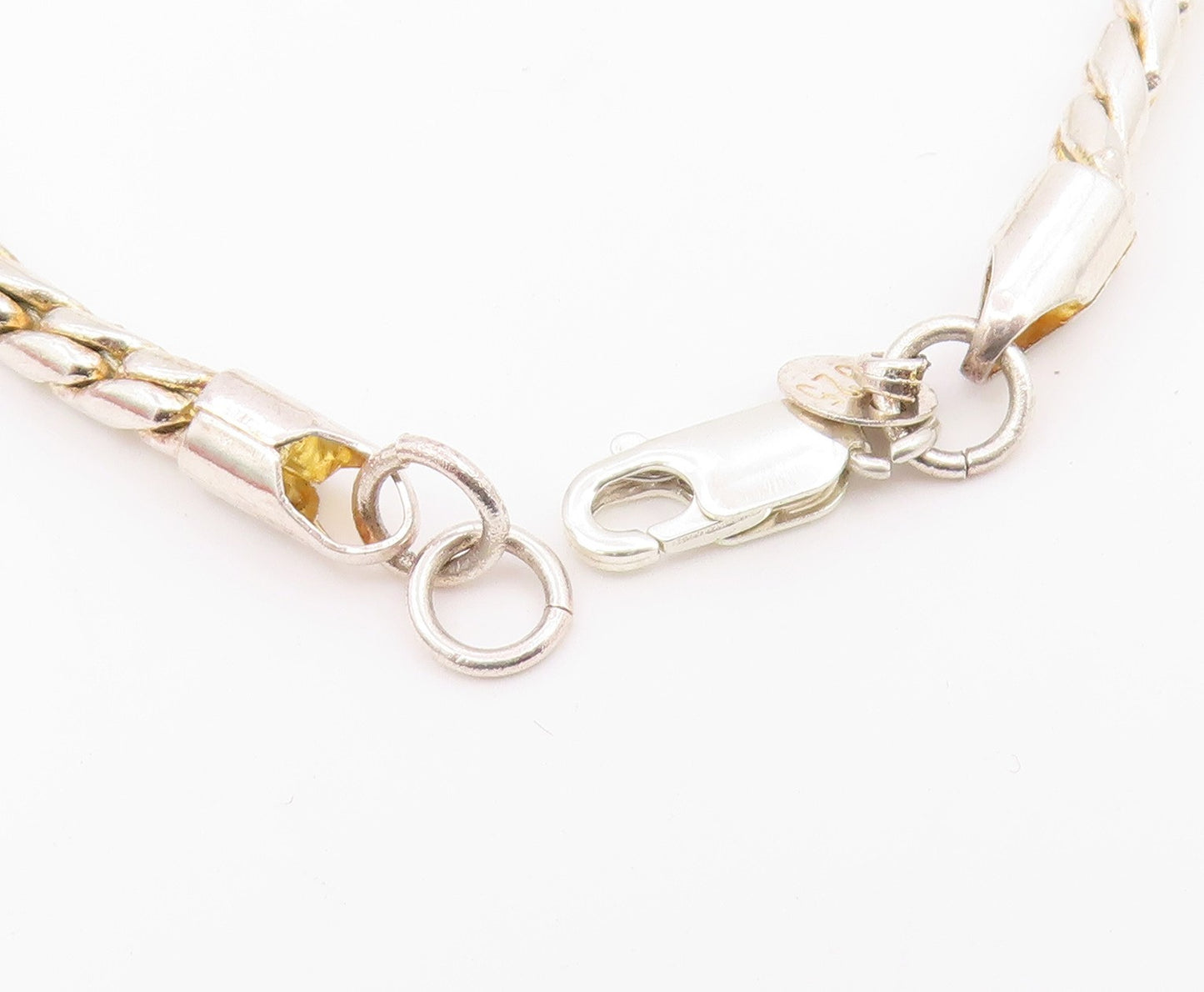 925 Sterling Silver  Vintage Shiny Spiked Dome Twist Chain Bracelet  BT8005
