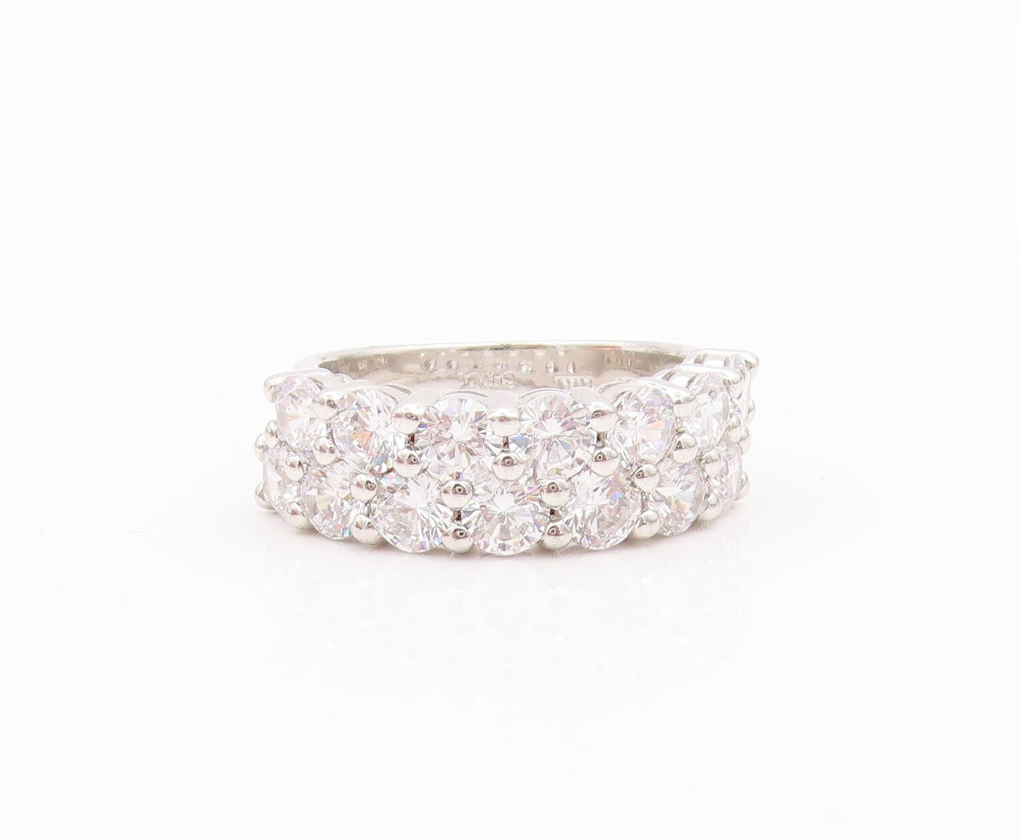 925 Sterling Silver Vintage Ring Modernist Round Cut CZ Band  Sz 6.5  RG31878