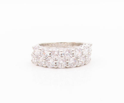 925 Sterling Silver Vintage Ring Modernist Round Cut CZ Band  Sz 6.5  RG31878