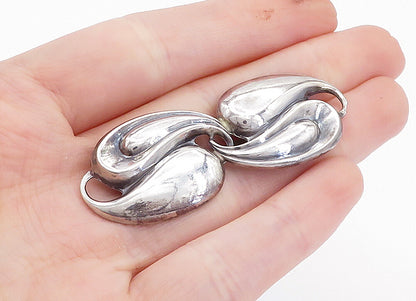 JEWEL ART 925 Sterling Silver  Vintage Shiny Swirl Design Brooch Pin  BP1378