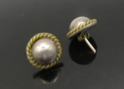 MEXICO 925 Sterling Silver  Vintage Two Tone Twist Dome Stud Earrings  EG10776