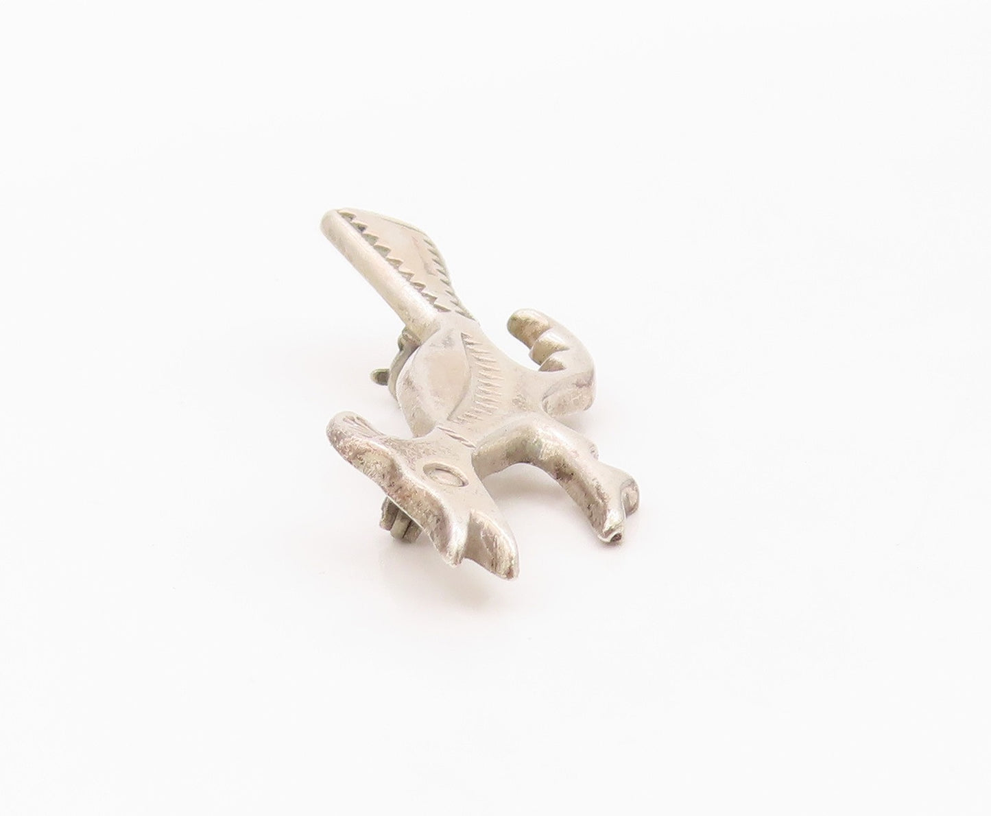 925 Sterling Silver Vintage Brooch Pin SOUTHWESTERN Etched Roadrunner  BP12551