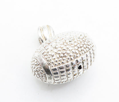 925 Sterling Silver  Vintage Shiny Hollow Football Motif Sport Pendant  PT4789