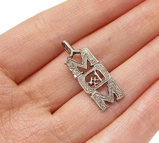 925 Sterling Silver  Vintage Number 1 Mom Drop Pendant  PT2241