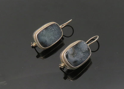 SARDA 925 Sterling Silver  Vintage Druzy Stone Shiny Drop Earrings  EG9948