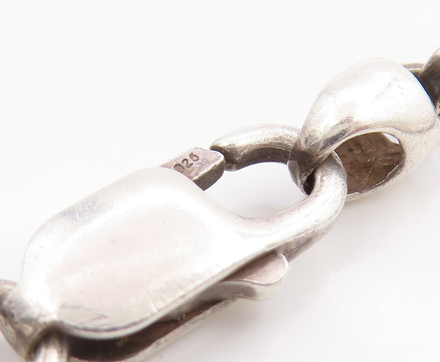 925 Sterling Silver Vintage Necklace Puffed Mariner Link Statement Chain  NE4626