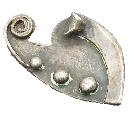 925 Sterling Silver  Vintage Modernist Sculpted Dark Tone Brooch Pin  BP7817