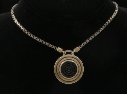 925 Sterling Silver Vintage Two Tone Pendant Venetian Chain Necklace NE2145
