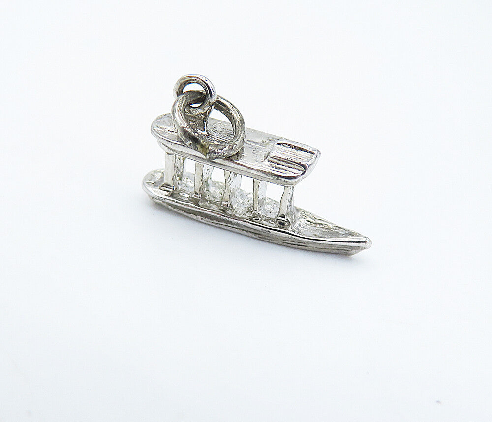 925 Sterling Silver  Vintage Shiny Petite Ferry Boat Drop Pendant  PT4929