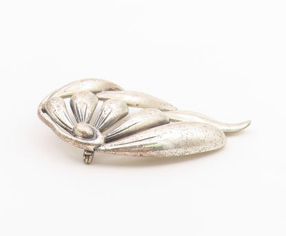 DANECRAFT 925 Sterling Silver  Vintage Sculpted Leaves Brooch Pin  BP9450