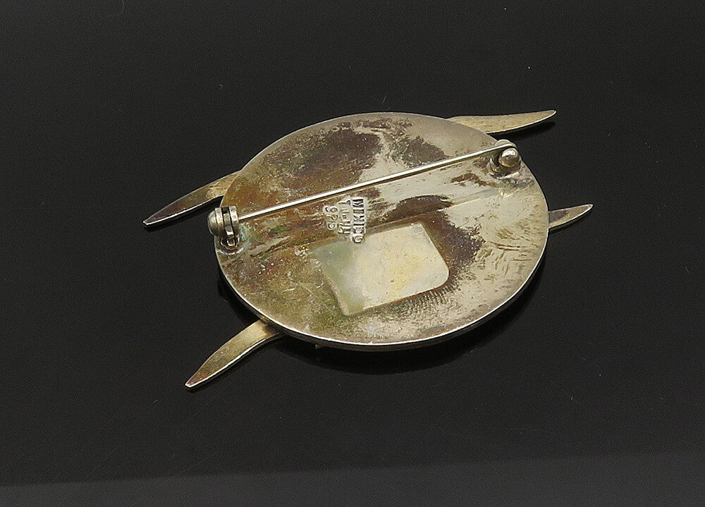 MEXICO 925 Sterling Silver  Vintage Modernist Birds & Sun Brooch Pin  BP8314