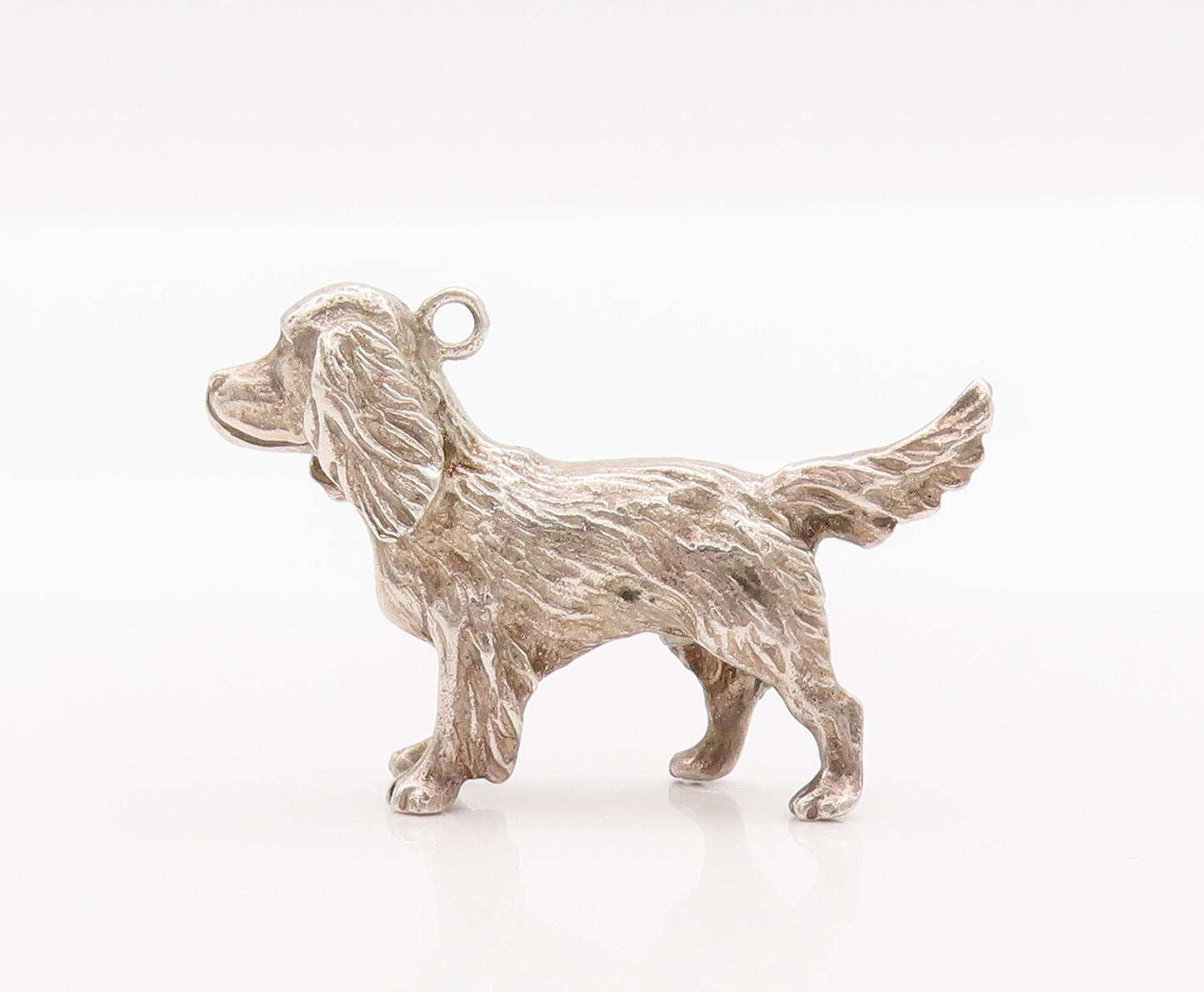 925 Sterling Silver Vintage Pendant Mini 3D Carved Walking Hairy Dog  PT23025