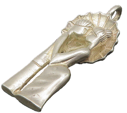 ISRAEL 925 Sterling Silver  Vintage Couple With Umbrella Pendant  PT17859