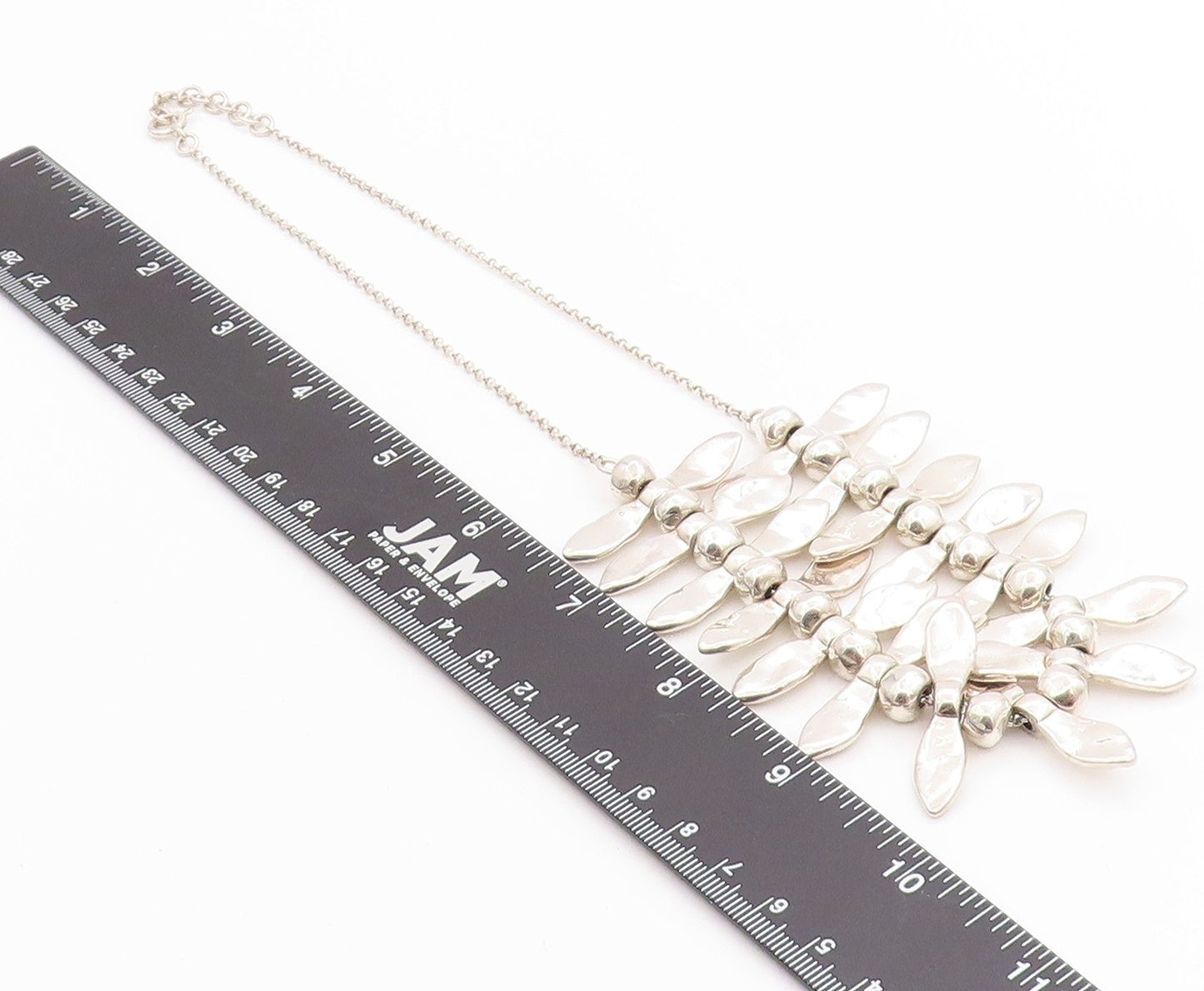 925 Sterling Silver Vintage Necklace Brutalist Animal Tooth Design   NE4585