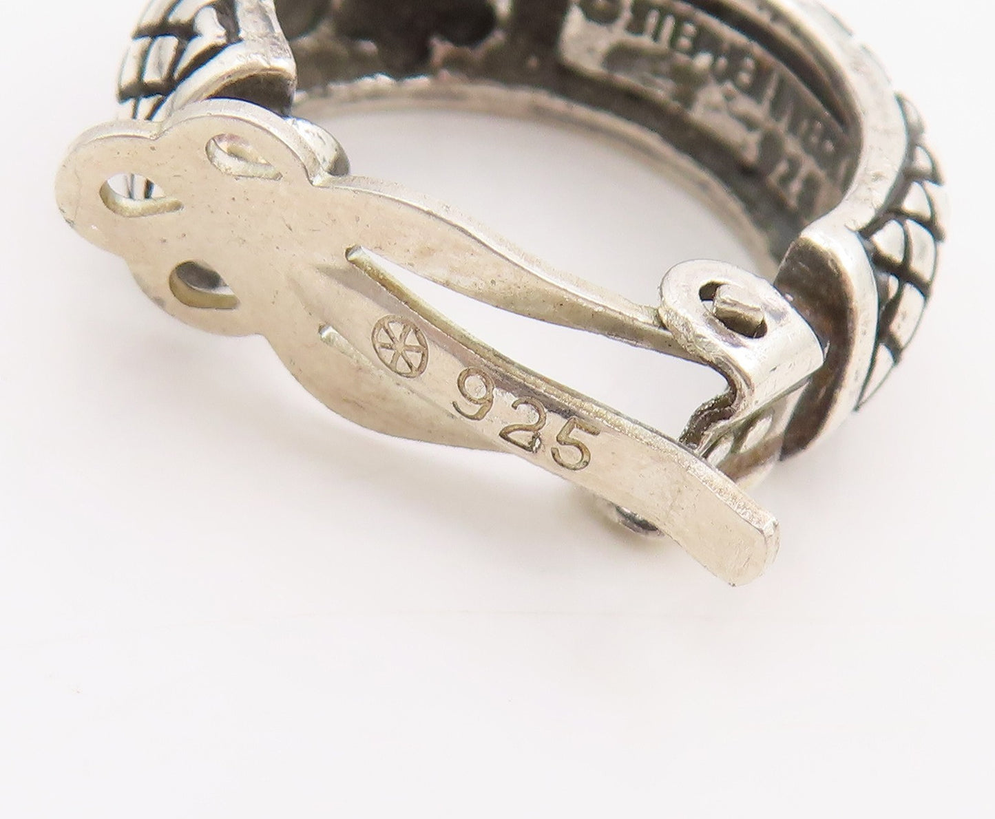 925 Sterling Silver Vintage Earrings STEPHEN DWECK Floral Hoop Clip On  EG13788