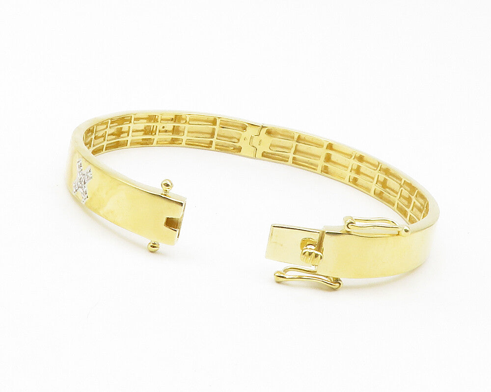 925 Sterling Silver Genuine Diamonds Gold Plated Bangle Bracelet  BT5250