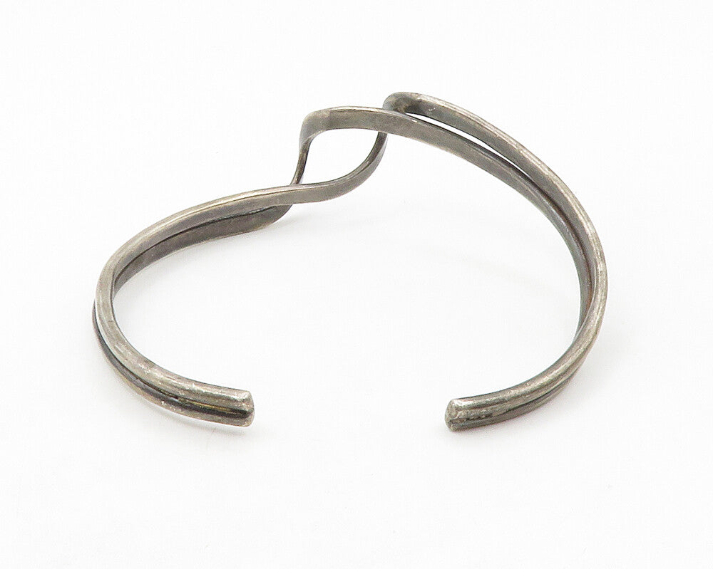 MEXICO 925 Sterling Silver  Vintage Dark Tone Swirl Cuff Bracelet  BT5261