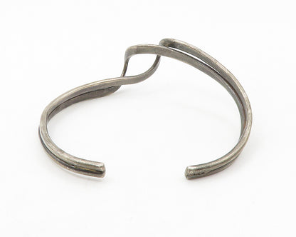 MEXICO 925 Sterling Silver  Vintage Dark Tone Swirl Cuff Bracelet  BT5261