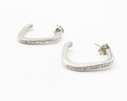 925 Sterling Silver  Sparkling Cubic Zirconia Smooth JHoop Earrings  EG6102