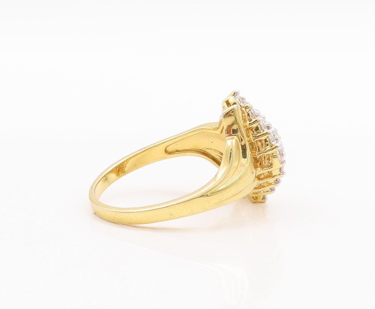 925 Sterling Silver Vintage Ring Gold Plated Designer CZ Inlay  Sz 11  RG28831