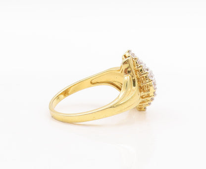 925 Sterling Silver Vintage Ring Gold Plated Designer CZ Inlay  Sz 11  RG28831
