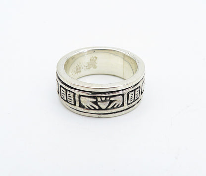 925 Sterling Silver  Vintage Shiny Claddagh Spinning Band Ring Sz 6  RG4471
