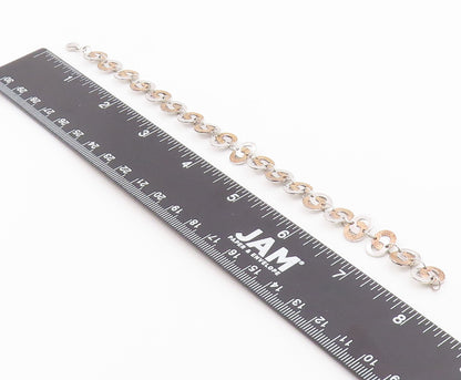 925 Sterling Silver Vintage Bracelet Two Tone Interlocking Circles Link  BT12200