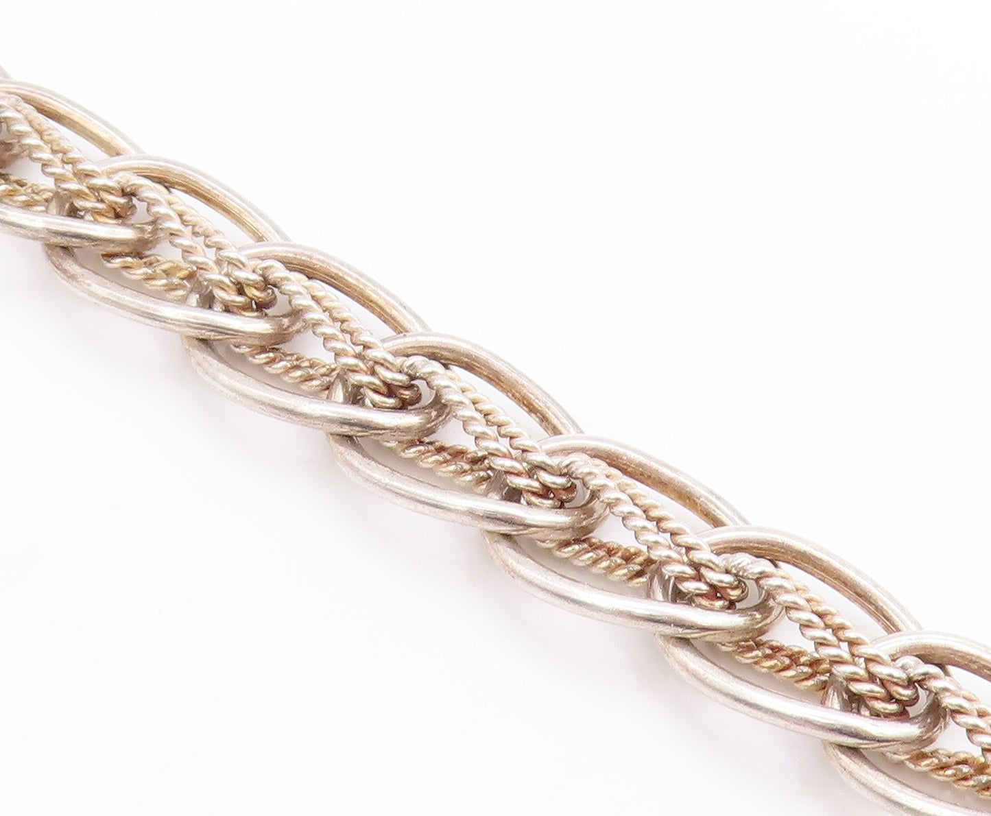 925 Sterling Silver Vintage Necklace EUROPE Interlocking Braided Chain NE4642