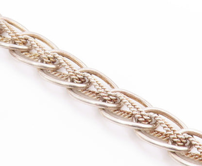 925 Sterling Silver Vintage Necklace EUROPE Interlocking Braided Chain NE4642