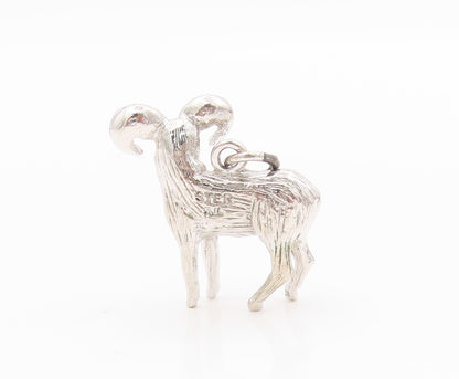 925 Sterling Silver Vintage Pendant 3D Carved Big Horn Sheep Ram Charm  PT23935