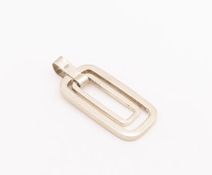 925 Sterling Silver Vintage Pendant Double Dangling Cutout Rectangles   PT22874