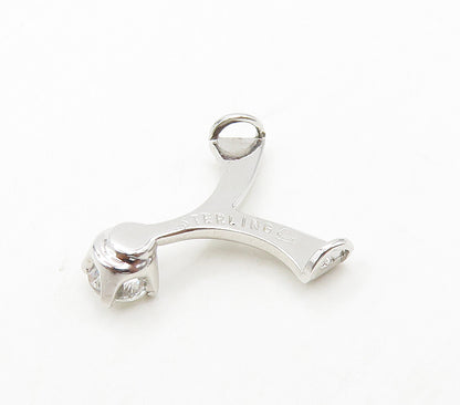 925 Sterling Silver  Sparkling Prong Set Cubic Zirconia Split Pendant  PT12351