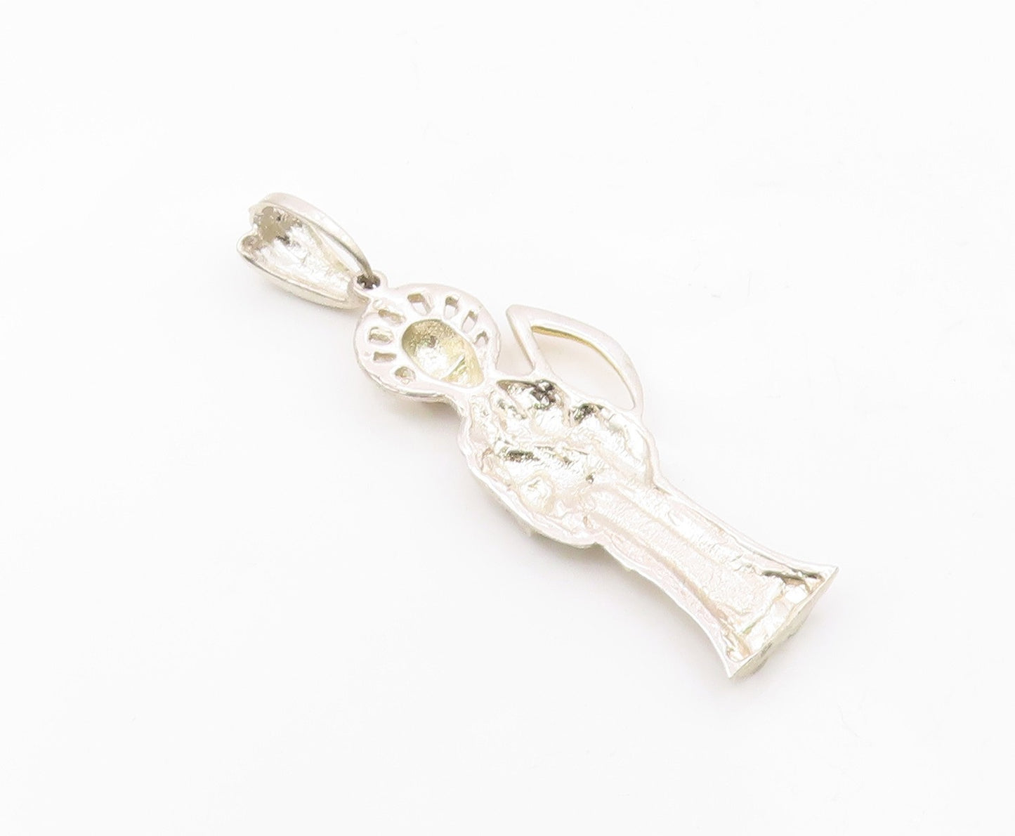 925 Sterling Silver  Vintage Shiny Two Tone Grim Reaper Drop Pendant  PT11803