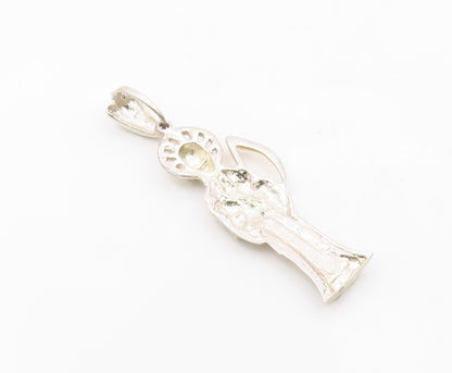 925 Sterling Silver  Vintage Shiny Two Tone Grim Reaper Drop Pendant  PT11803
