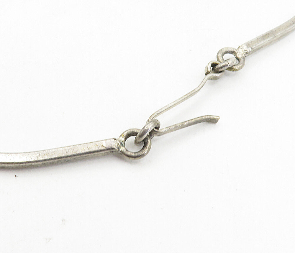 MEXICO 925 Sterling Silver  Vintage Petite Blue Pearls Chain Necklace  NE1592