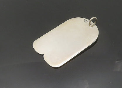 MEXICO 925 Sterling Silver  Vintage Shiny Smooth Dog Tag Pendant  PT16215