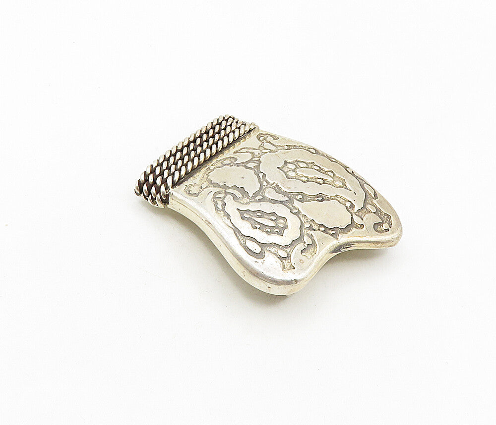 925 Sterling Silver  Vintage Shiny Patterned Rope Twist Belt Buckle  TR1522