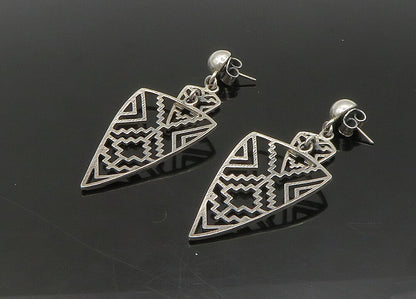 925 Sterling Silver  Vintage Shiny Open Pattern Dangle Earrings  EG11347