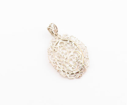 925 Sterling Silver   Vintage Dainty Scroll Swirl Drop Pendant  PT20605
