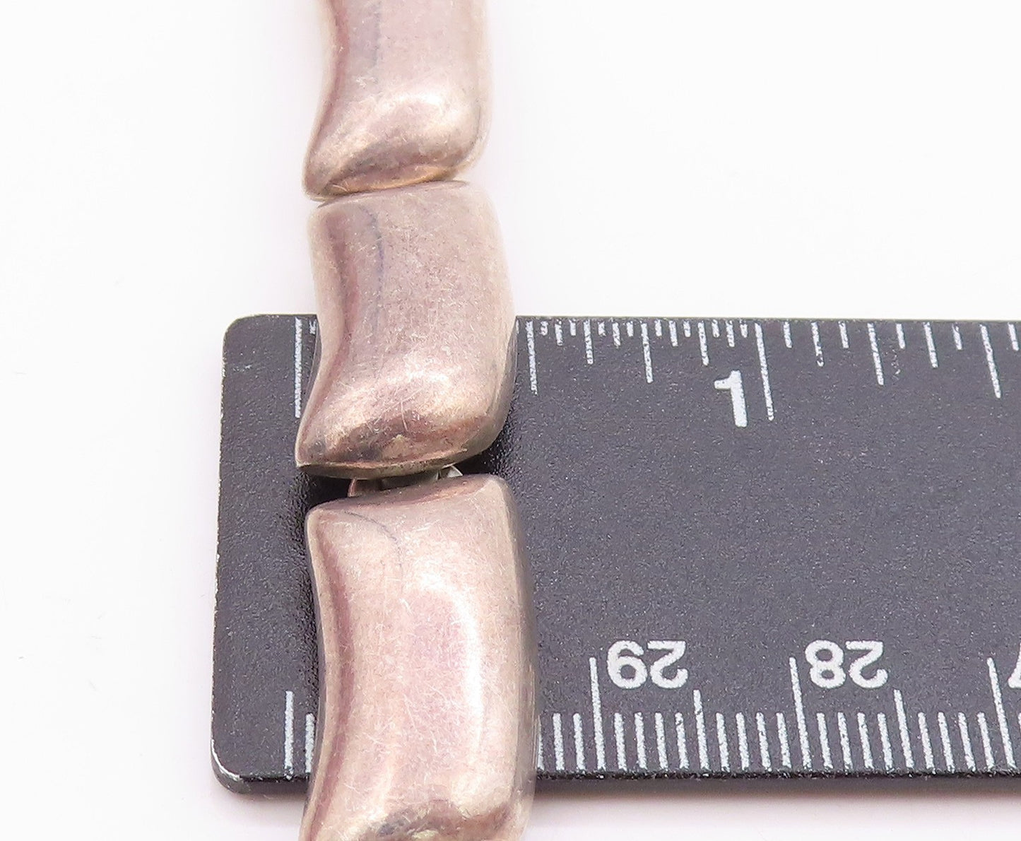 925 Sterling Silver Vintage Bracelet MEXICO Rectangular Pebble Beaded  BT11363