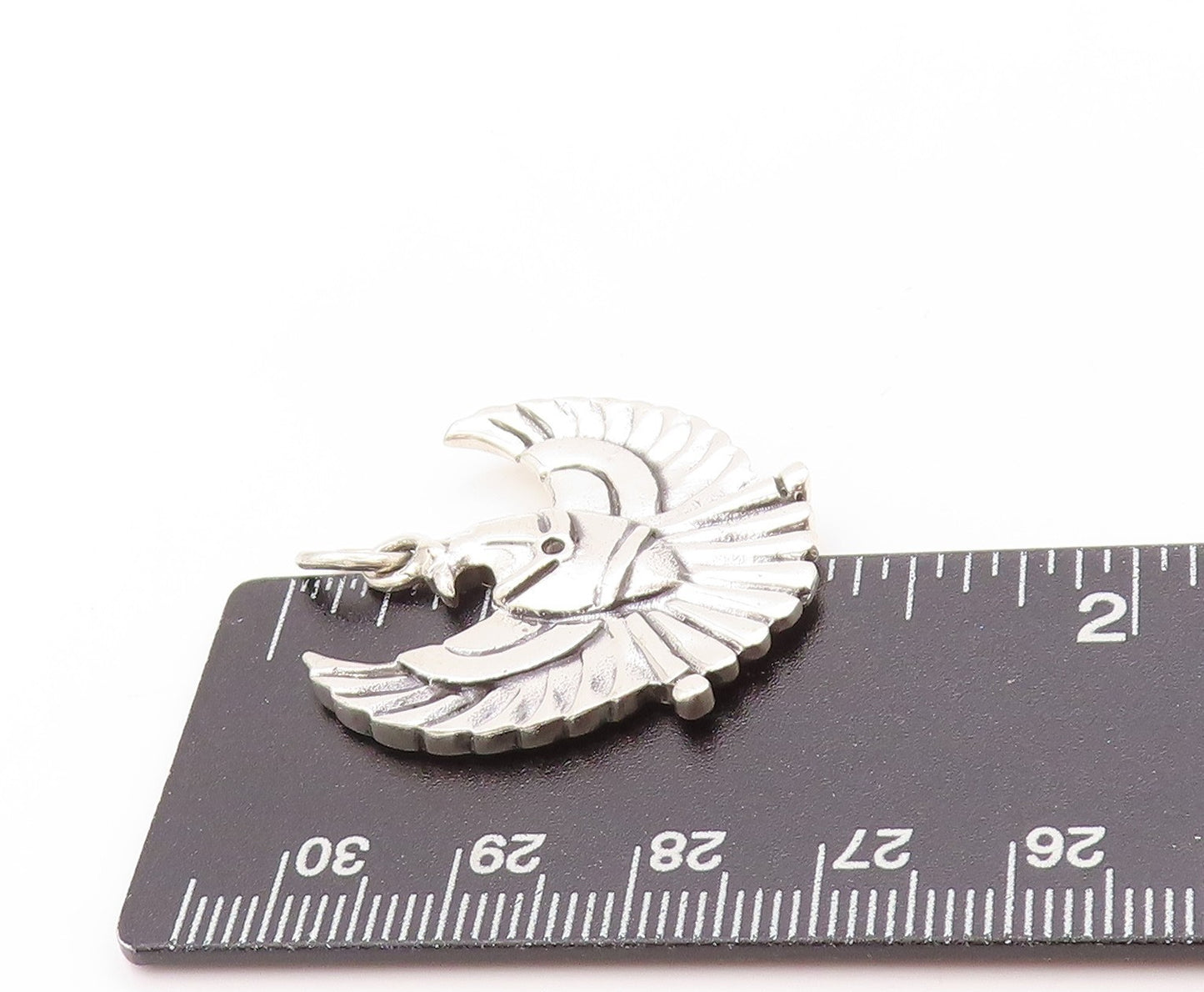 925 Sterling Silver Vintage Pendant Flying Carved US Eagle  PT24180