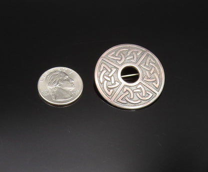 SCOTLAND 925 Sterling Silver Vintage Open Center Celtic Knot Brooch Pin BP9931