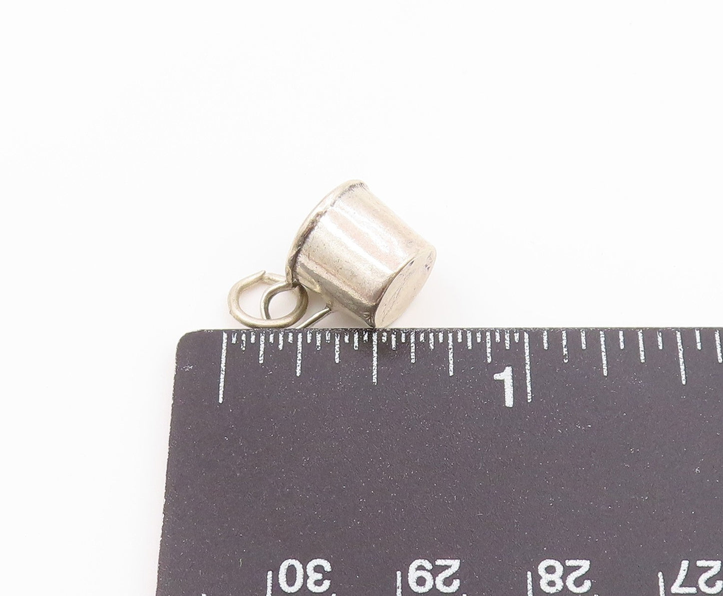 925 Sterling Silver  Vintage Petite Baby Etched Mug Cup Drop Pendant  PT8566